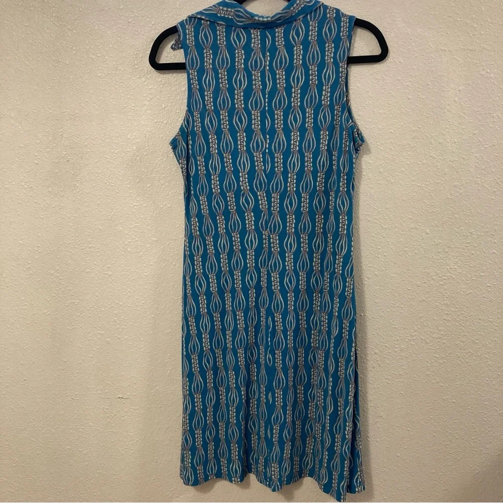 Free People  Midi Dress Blue Patterned Sleeveless Rayon Collared Size M - Picture 2 of 11